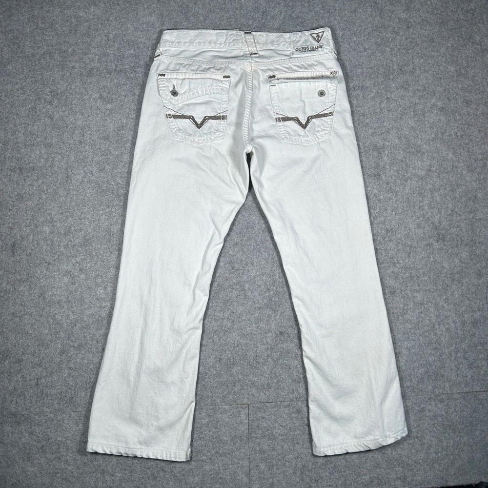 Guess Denim Jeans Mens 32x30(33x30) White Falcon Slim Boot western